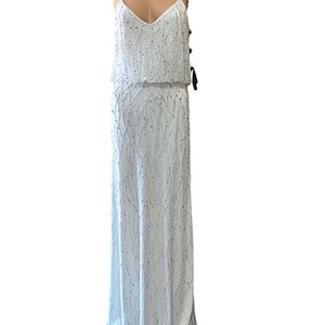 ADRIANNA PAPELL WHITE WITH SILVER BEADING GOWN SIZE 4 BNWT ORIG.$299